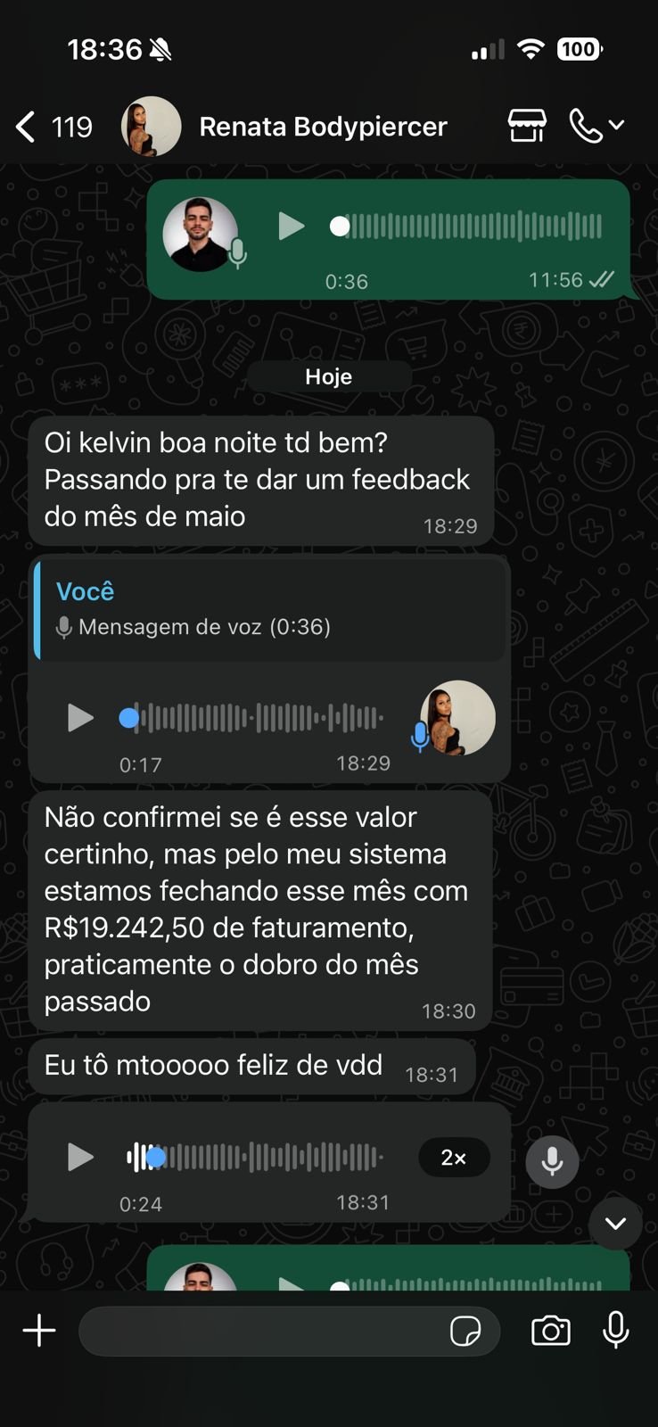 Renata Bodypiercer — R$19.242 dobro do mês